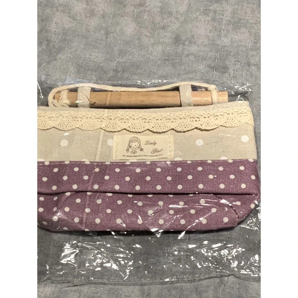 Loady Girl Wall Storage Basket Beige & Lavender with White Dots